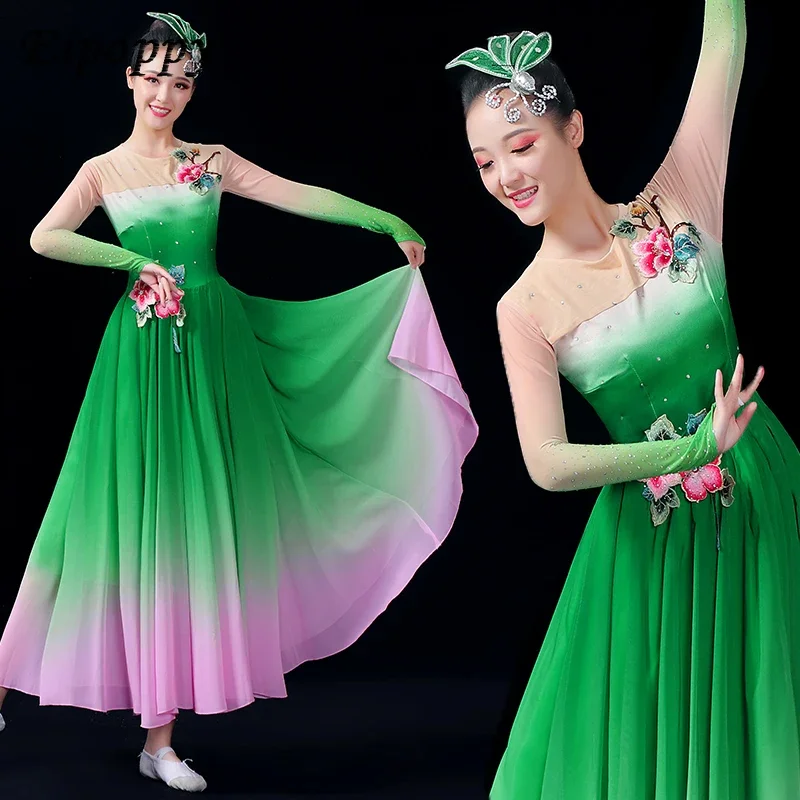 Modern Elegant Opening Dance Large Swing Dress Performance Costume Costume da ballo grande da donna vestito da palcoscenico