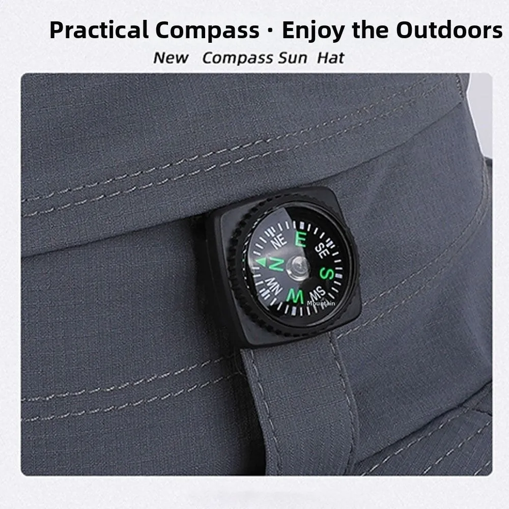 New Sunshade Bucket Hat with Compass Quick-drying Sun Cap Anti UV Waterproof Fishing Hats Outdoor