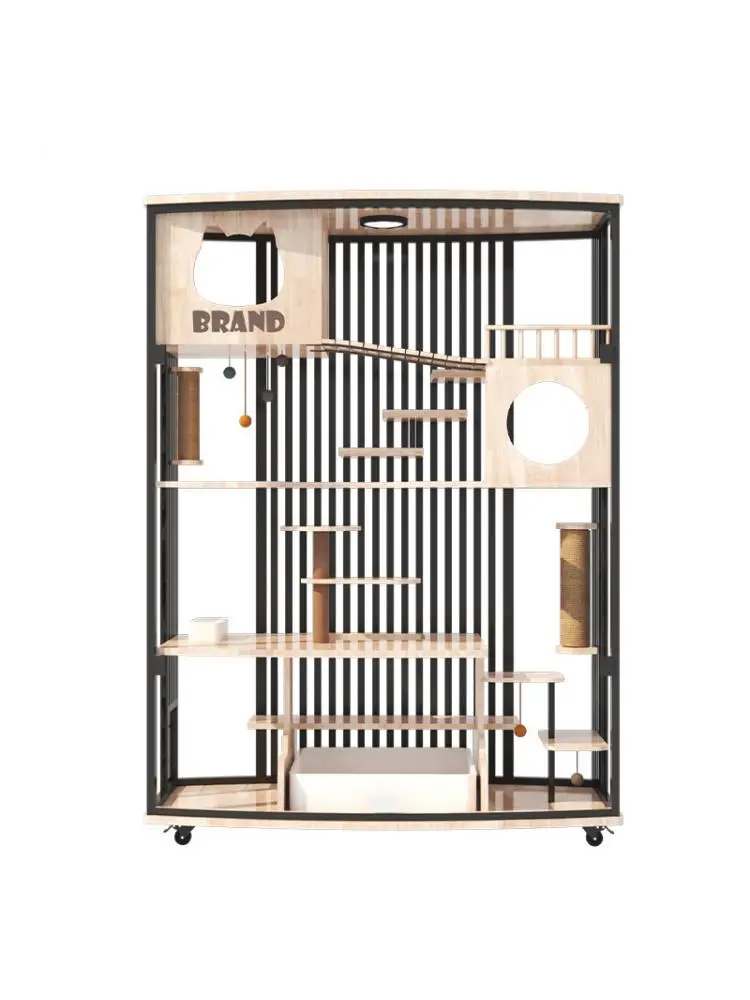 Panoramic Solid Wood Cat Villa, Cat Cage, Cabinet Home, Three-story Cat Litter, Super Space, Luxury Pet Shop