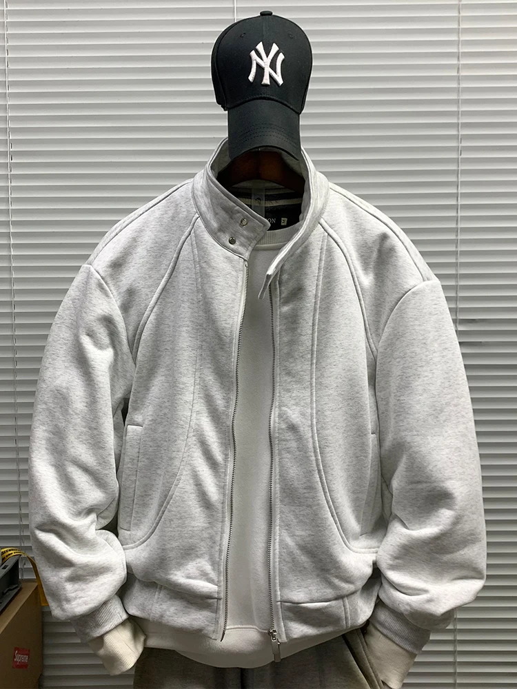 

Men's Zipper Stand Collar Cardigan Sweatirt Jaet Casual Versatile Long Sve Windproof Cotton Polyester Blend Spring Autumn