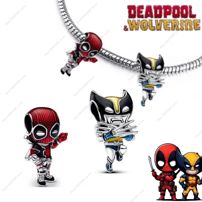 

1 Set Bracelet Movies Deadpool Wolverine Charm Beads Fits Pan Brand Bracelets Necklaces Women DIY Pendants Bead Birthday Gifts