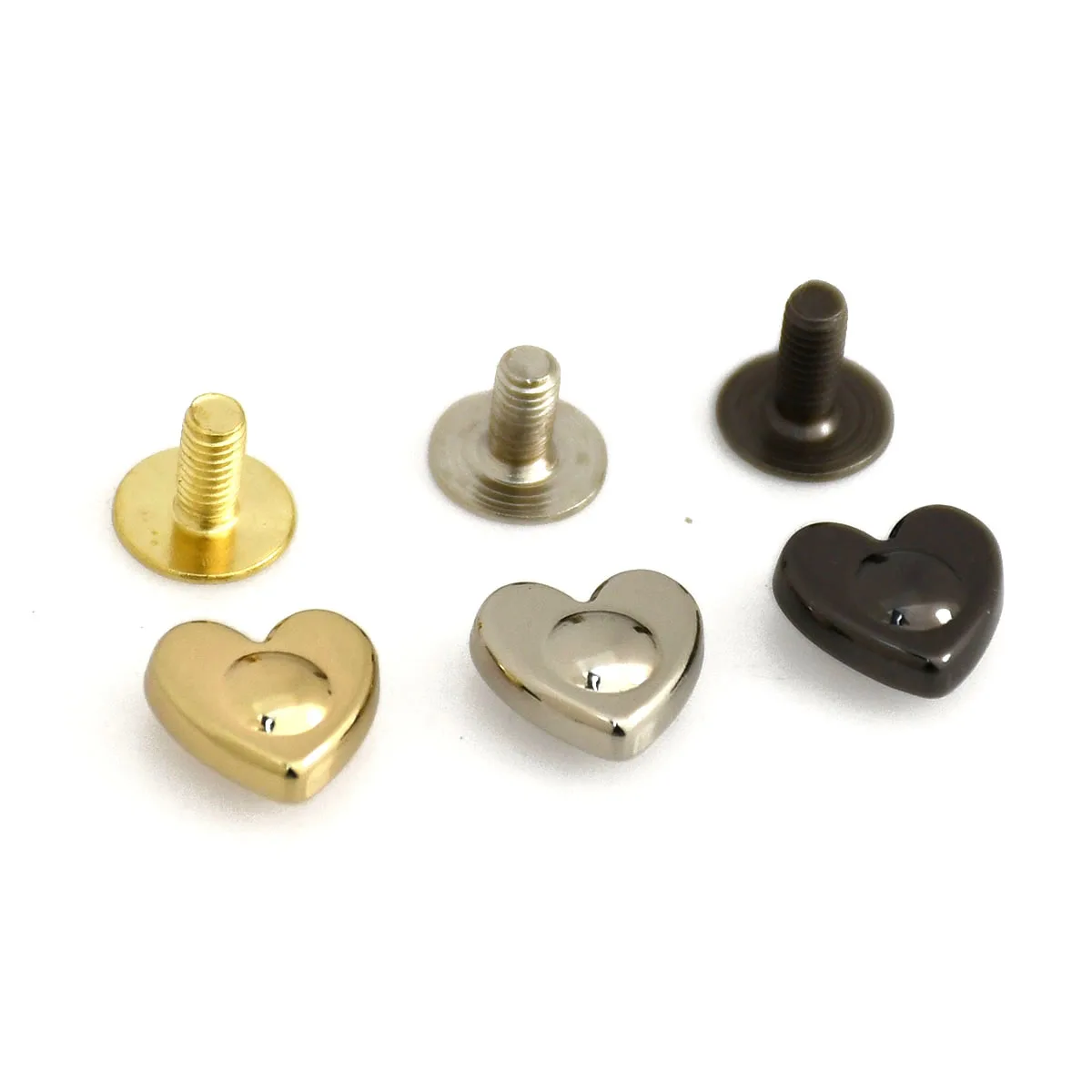 10pcs Heart Shape Metal Screw Back Rivets for DIY Leather Studs Nail Garment Leather Craft Belt Wallet Bag Decoration Hardware