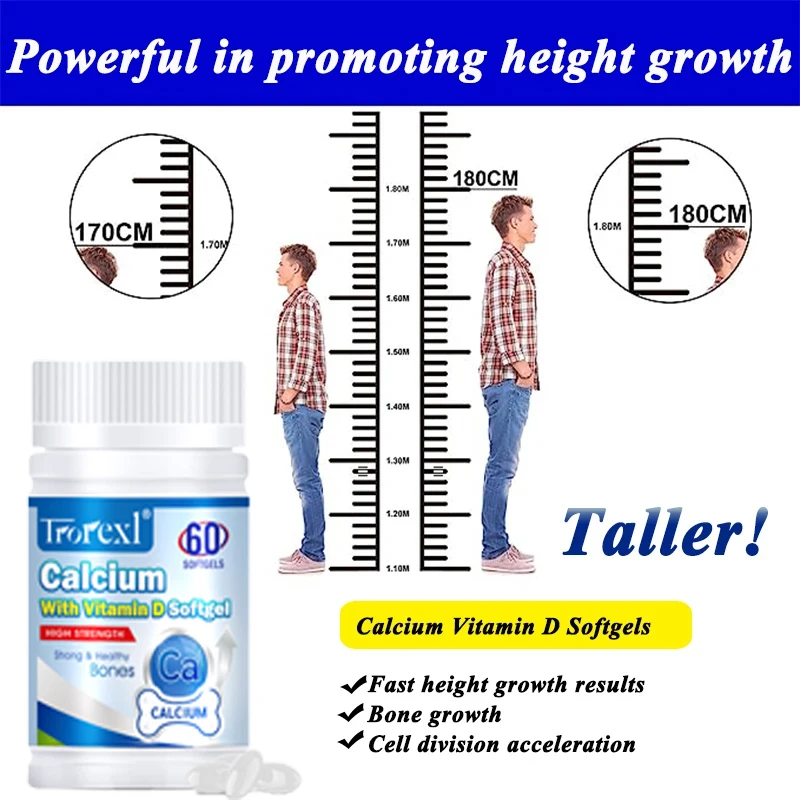 Height Growth Supplements Growth Capsules to Grow Taller Bone Strength Height Increase Vitamins Natural Capsule to grow height