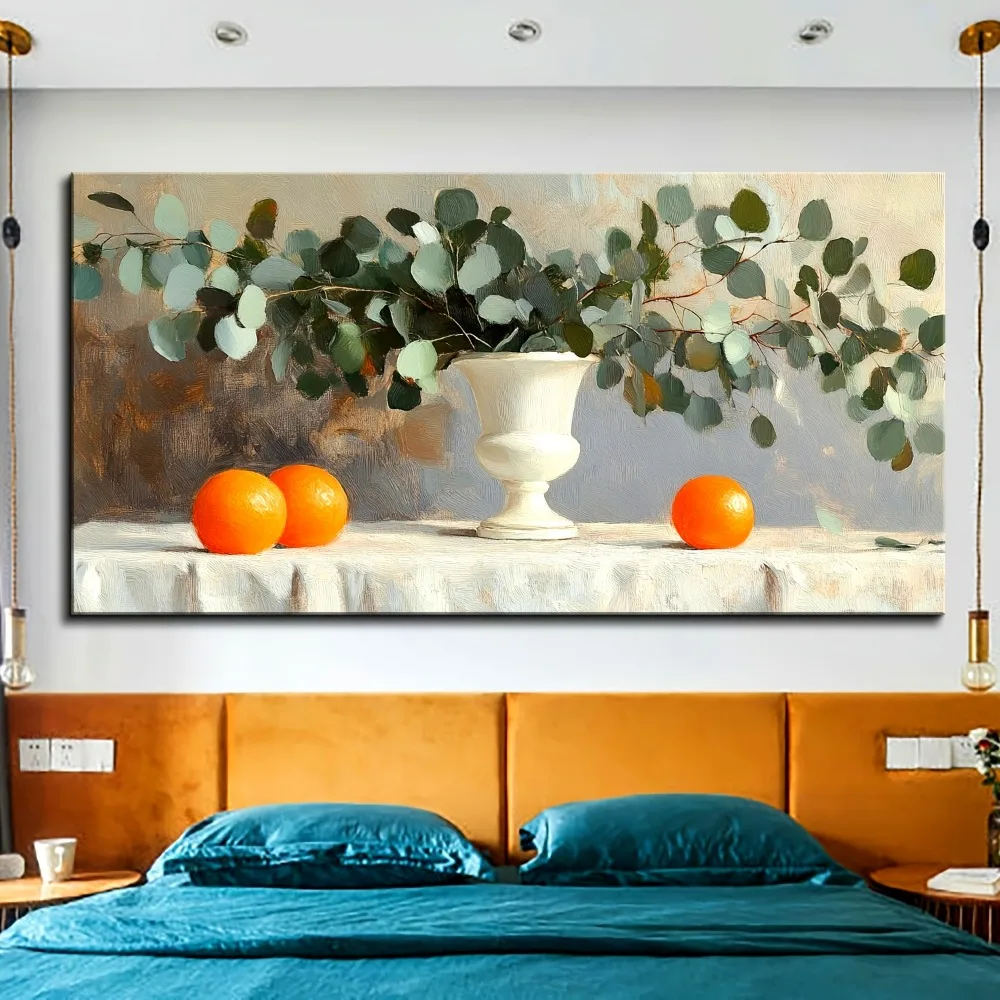 

1.5 "thick pine solid wood frame - vintage fruit vases and bowls, kitchen canvas wall art printing, home kitchen wall decor