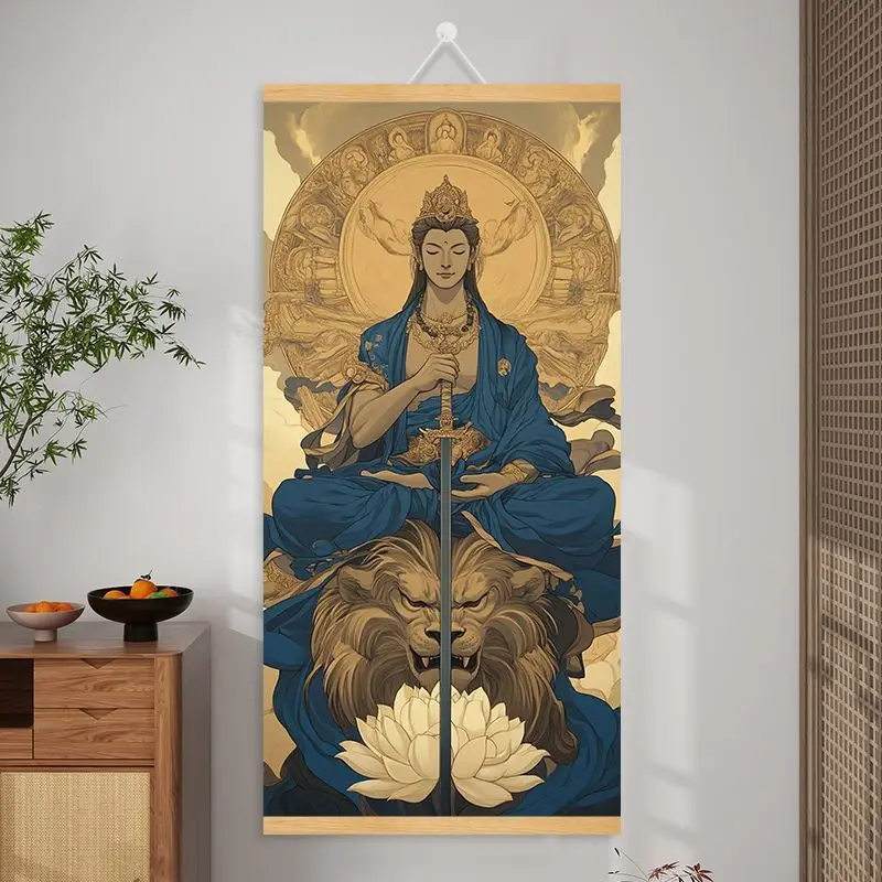 Numen budismo Vintage desplazamiento pintura de pared estilo chino Fengshui decoración del hogar tapiz de pared