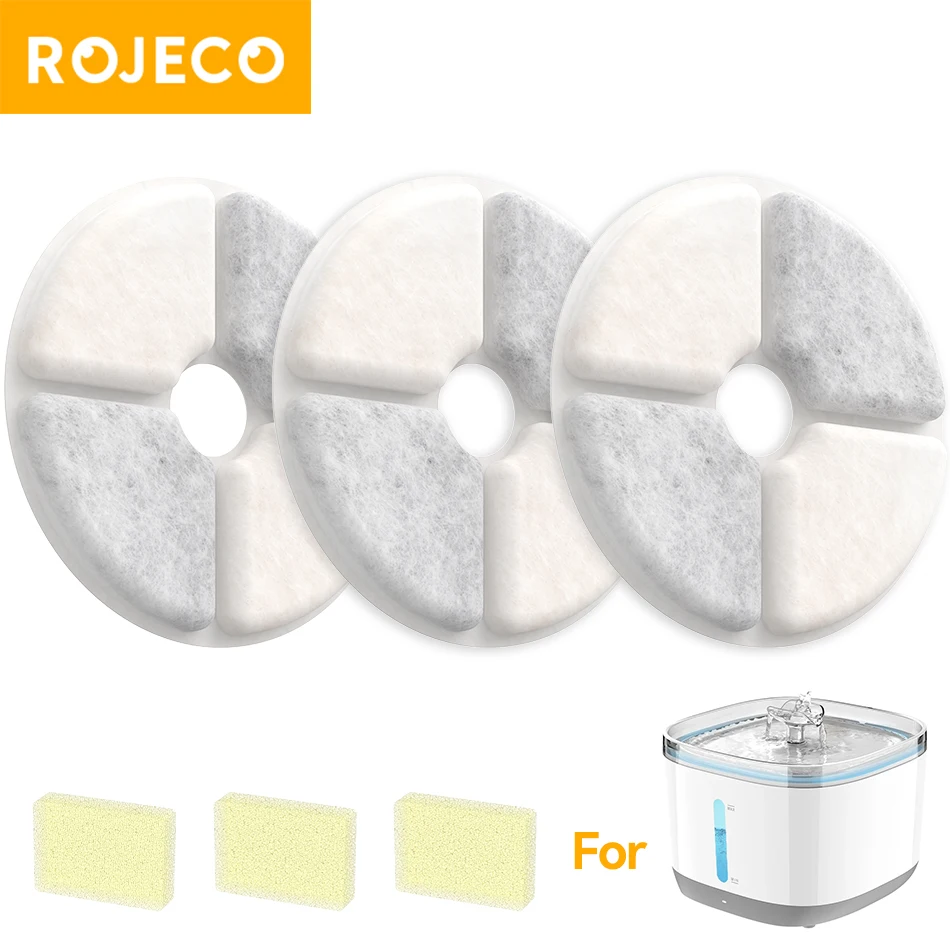 ROJECO Cat Water Fountain Replaceable Filter Only for 3L Dual Radar Wireless Drinking Fountain for Pet Dog Water Purifier Filter