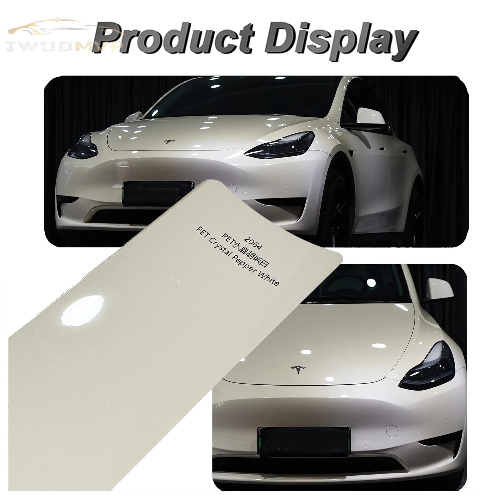 

1,52*16 м/лот ПЭТ кристалл перец белая автомобильная краска изменение цвета PPF виниловая наклейка обертка ПЭТ жемчужная пленка для кузова автомобиля