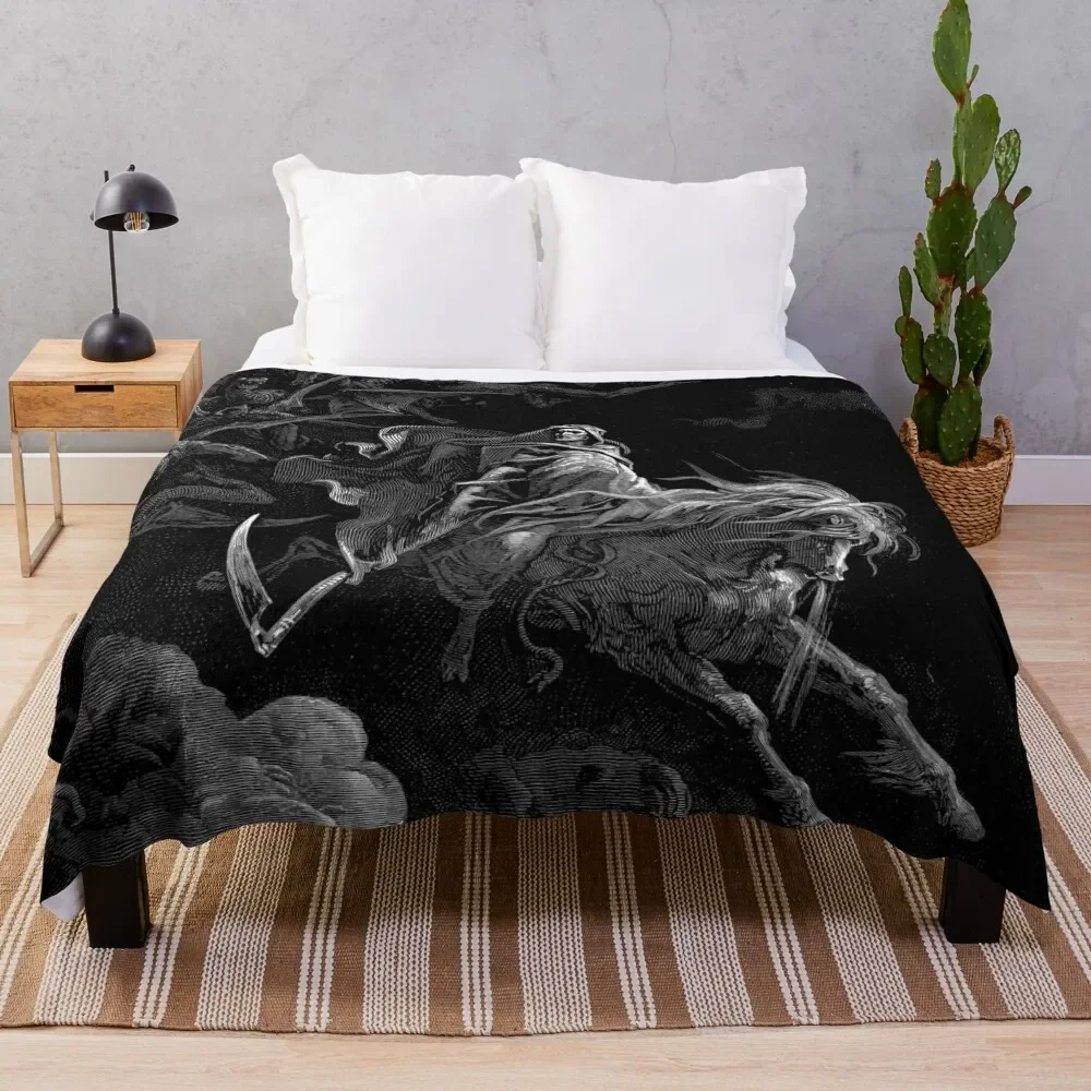 Gustave Dore Death on the Pale Horse Throw Blanket Furrys Sleeping Bag Blankets