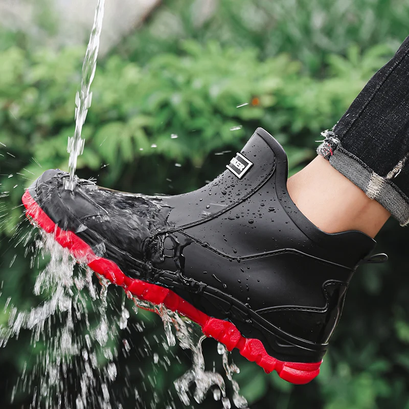 Men's Rain Boots, Portable, Waterproof, Non-Slip, Suitable for Hiking, Outdoor Work, Camping, Gardening, and Water Activities, Suitable for All Seasons, with Wear-Resistant Soles, Fishing Water Shoes