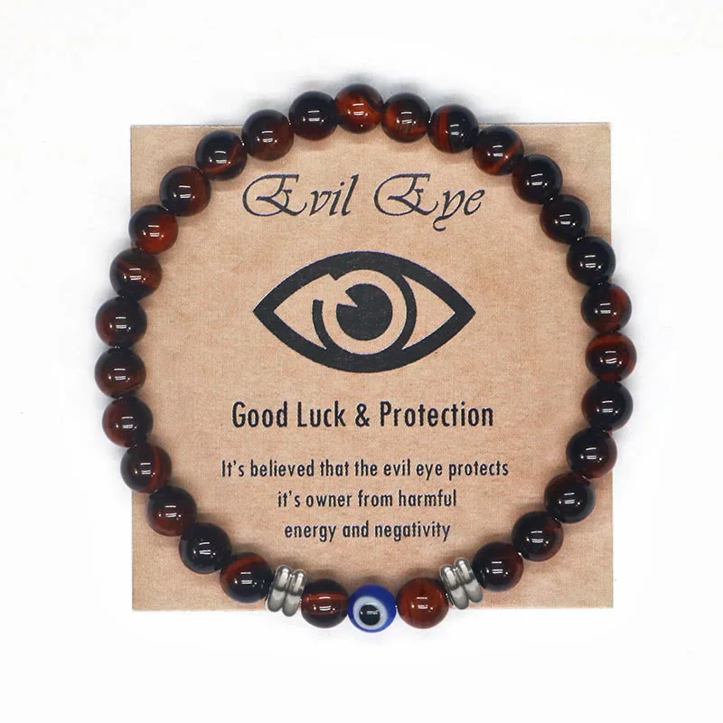 Pulseras Hombre Natural Tiger Eye Stone Male Bracelet Man Turkish Protection Evil Eye Bracelets For Man Pulseiras Pasculina