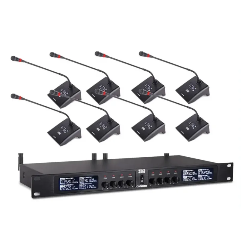 1 To 8 Wireless Conference Microphone System Handheld Gooseneck Microphone Desktop Condenser Mic Broadcast A/B Fixed Frequency