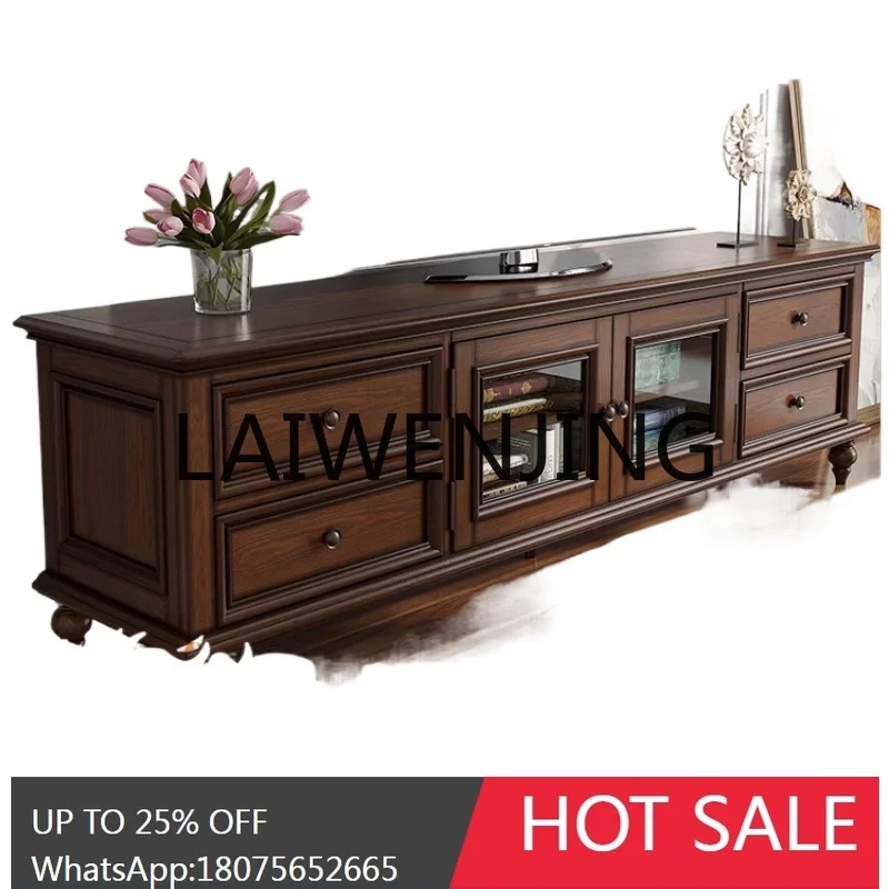 RWJ American Style Solid Wood TV Cabinet Living Room Small Apartment Log Hot Sale List Furniture