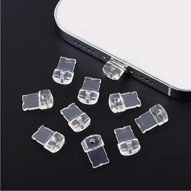 10pcs Dust Plug Transparent Charging Port Dust Plug For IPhone/type-C/Android Plug Stopper Protective Cover Phone Pendant