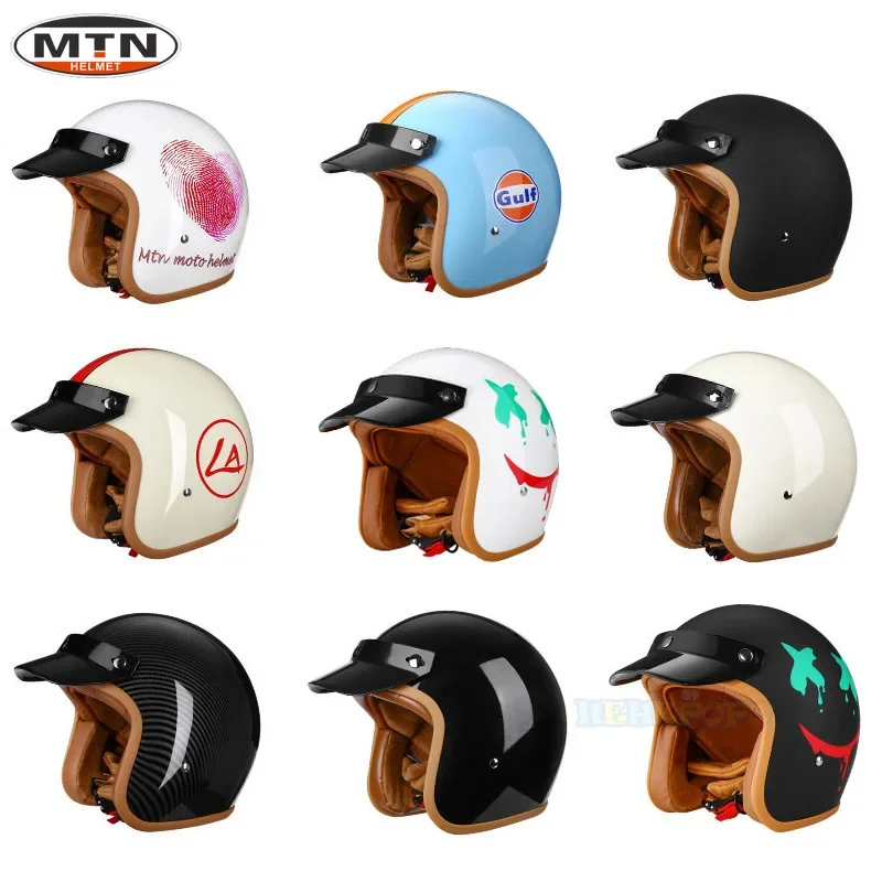 Newly Launched Vintage Motorcycle Helmet DOT Certified Synthetic Leather 3/4 Helmet Jet Mask Helmet 508