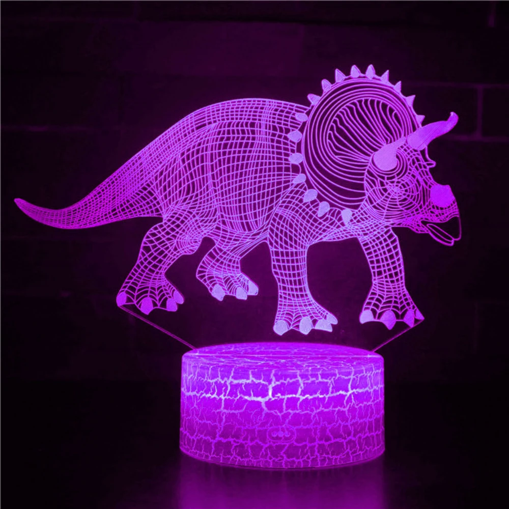 Nighdn Acryl Dinosauruslamp Led Nachtlampje Slaapkamerdecoratie Bedlamp 7 Kleurveranderende Verjaardagscadeau Kids Boys Girls