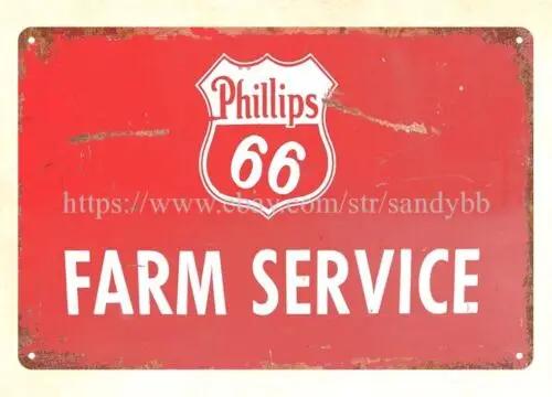 dorm room wall lodge cafe Phillips 66 Farm Service metal tin sign