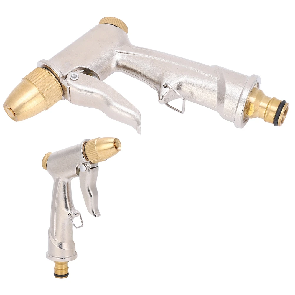 Car Washing Water Gun Pure Brass All Metal Aluminum Alloy Silver Model High Pressure 10-15m Spraying Distance Shower Direct