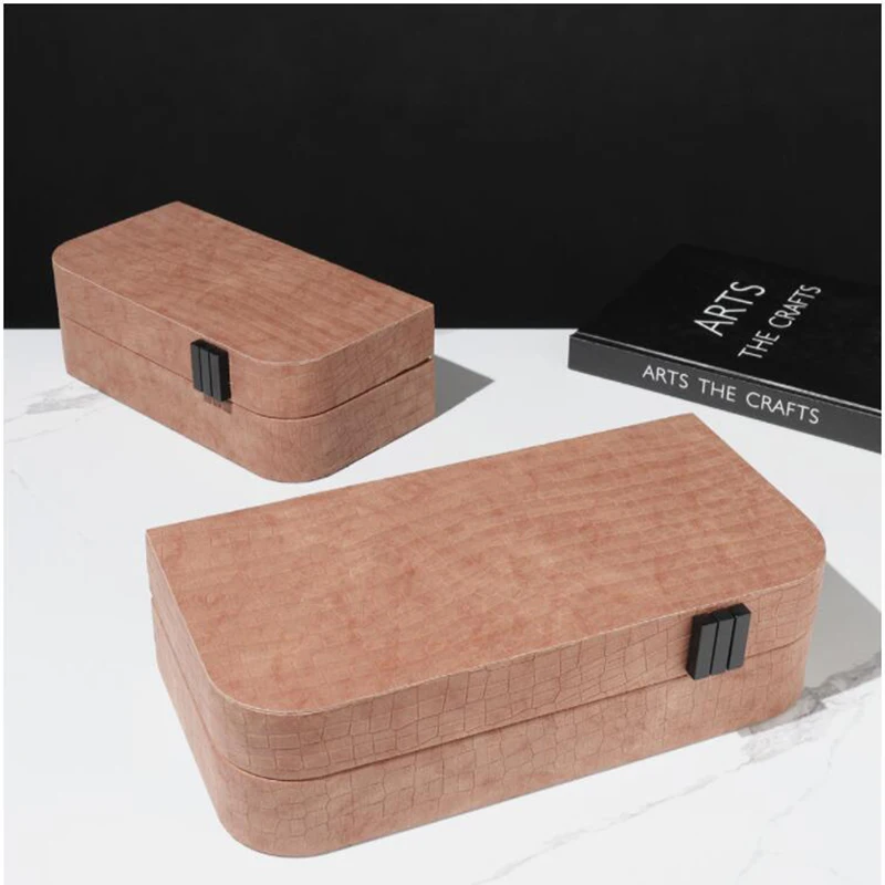 Modern Luxury Home Bedroom Leather Jewelry Box Storage Box Home Sales Office Cloakroom Dressing Table Decoration Accessoies