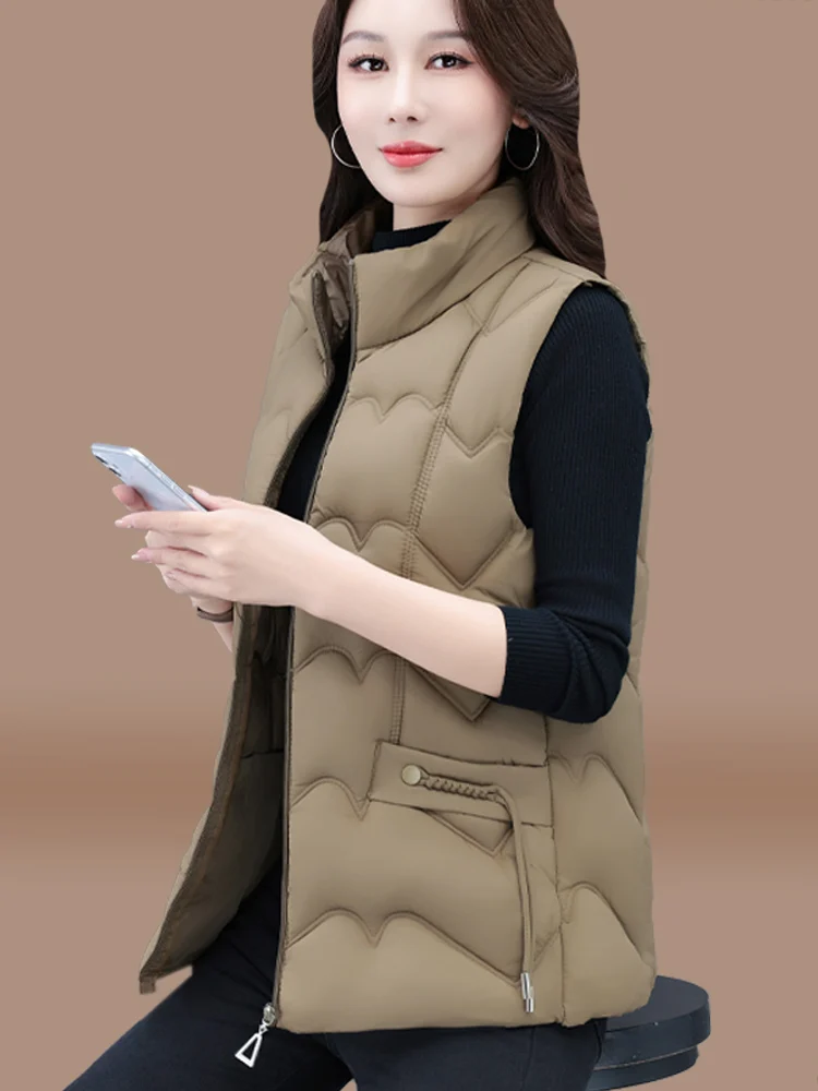 

Женский утепленный хлопковый жилет 2025 года, новая зимняя коллекция, теплый, модный, верхняя одежда для мам, утолщенный, на молнии, однотонный