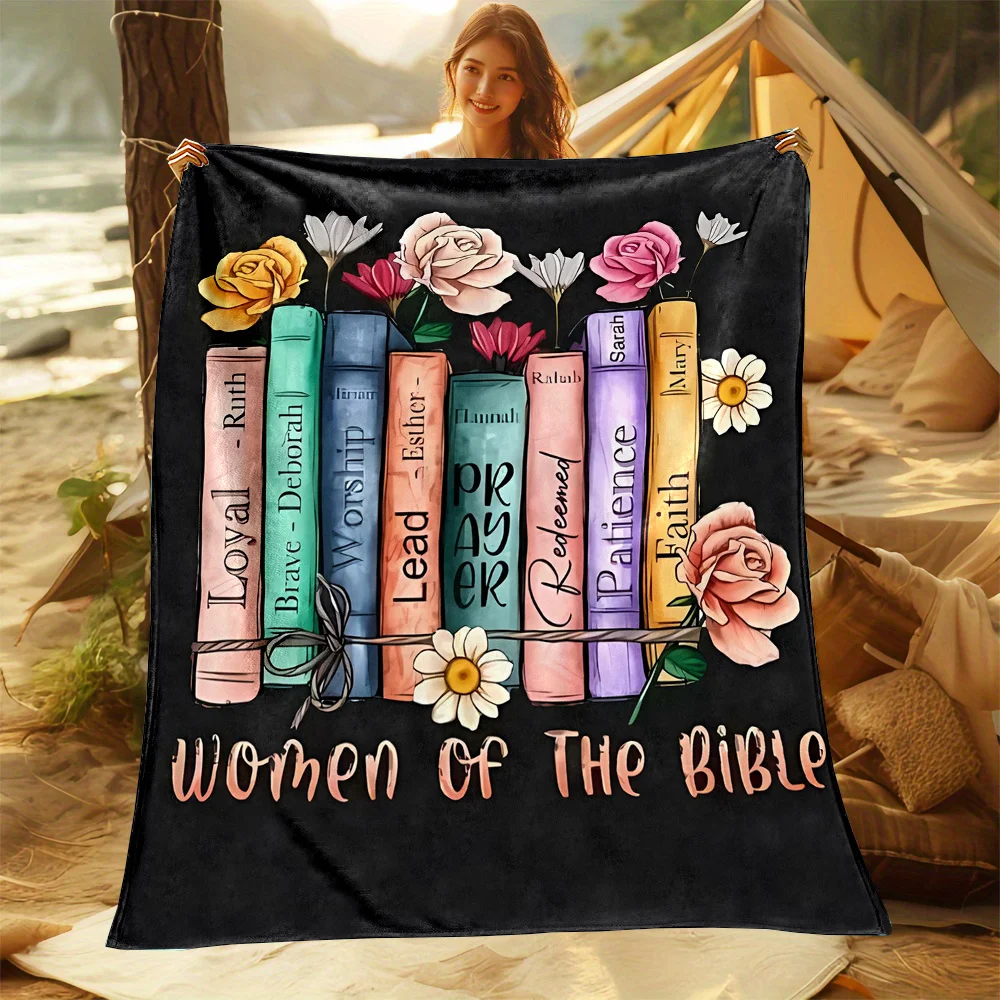 Super Soft Women of the Bible Throw Blanket Christian Inspirational Prayer Gift Lap Blanket for Church Home Decor