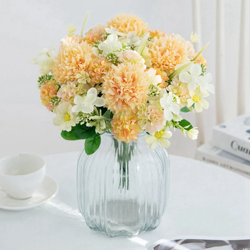 Sfera di seta lilla crisantemo per la casa di nozze decorazione natalizia Bouquet da sposa sfondo fai da te decorazione della parete fiori artificiali