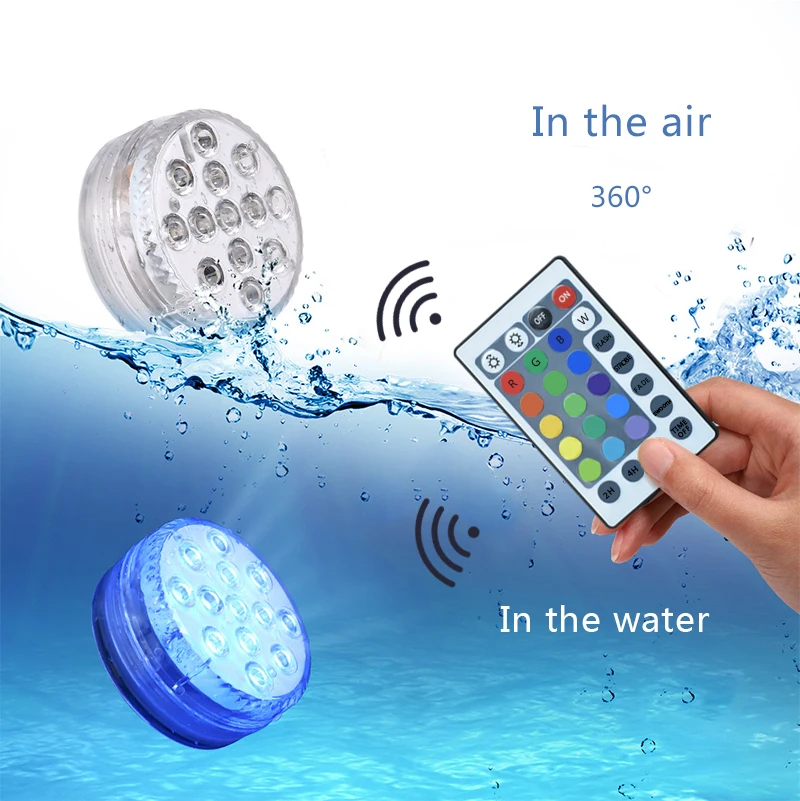 16 Colors Submersible 13 Led Light with Suction Cup for Outdoor Pond Fountain Vase Garden Swimming Pool Underwater Night Lamp