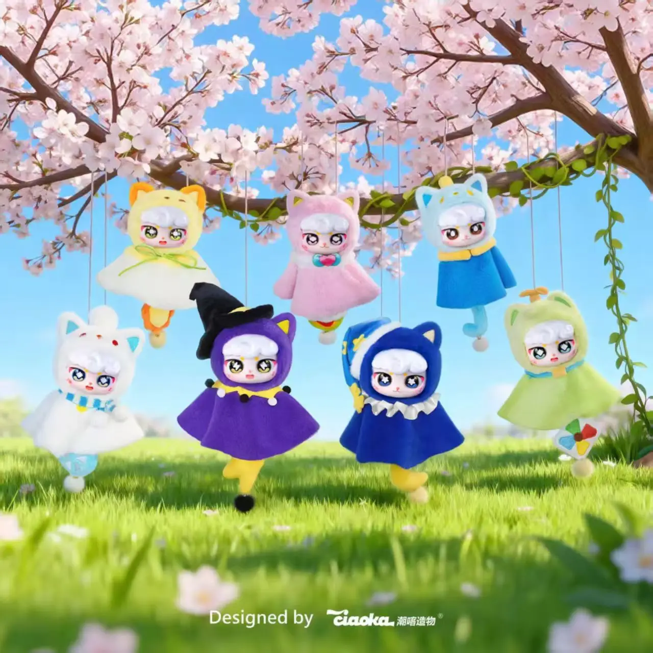 

New Ciaoka Wind Chime Cat Vinyl Plush Blind-Box 10cm Keychain Cute Cartoon Kitten Bag Pendant Anime Toy Anime Gift