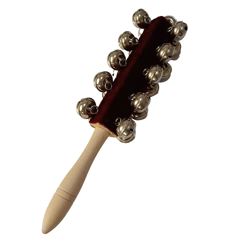 

B05C-Children Handheld Wooden Jingle Bells Instrument Hand Bell Percussion Rattle Music Learning Wood