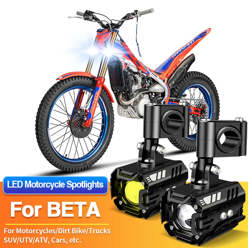 

1/2PCS Universal Motorcycles Headlight LED Fog Light Dual Color Spotlights for BETA Minitrial 20 16 Electric/RR 125 350 200 250