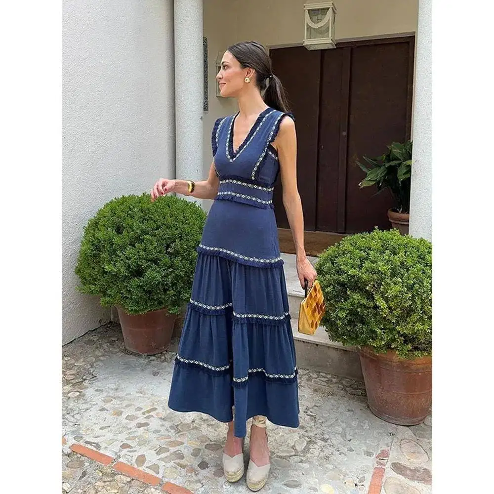 

Женская длинная юбка с V-образным вырезом и застежкой на талии, уличная однотонная летняя юбка Dr для детей 8–39 лет, без застежки на пуговицы