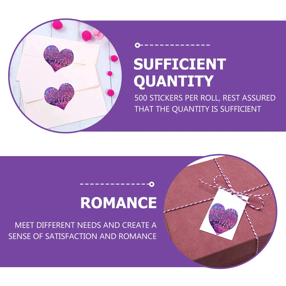 1 Roll Love Heart Stickers Paper Sealing Stickers for Gift Wrapping Baking Scrapbooking Packing Labels