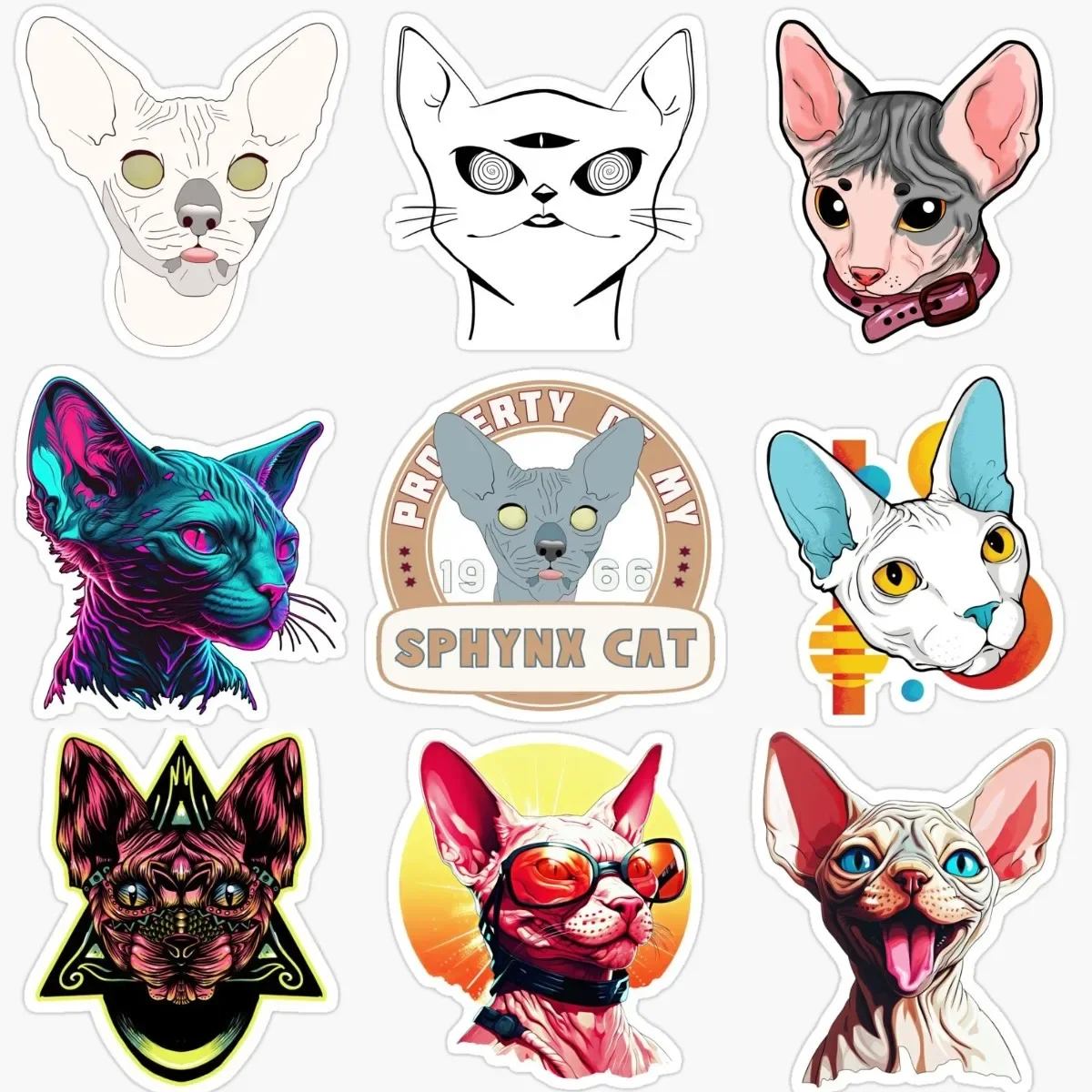 

Creative Canadian Hairless Cat Sphynx Cat Pets PVC Stickers for Decorate Car Van Bicycle Window Fridge Wall Van Helmet Decal