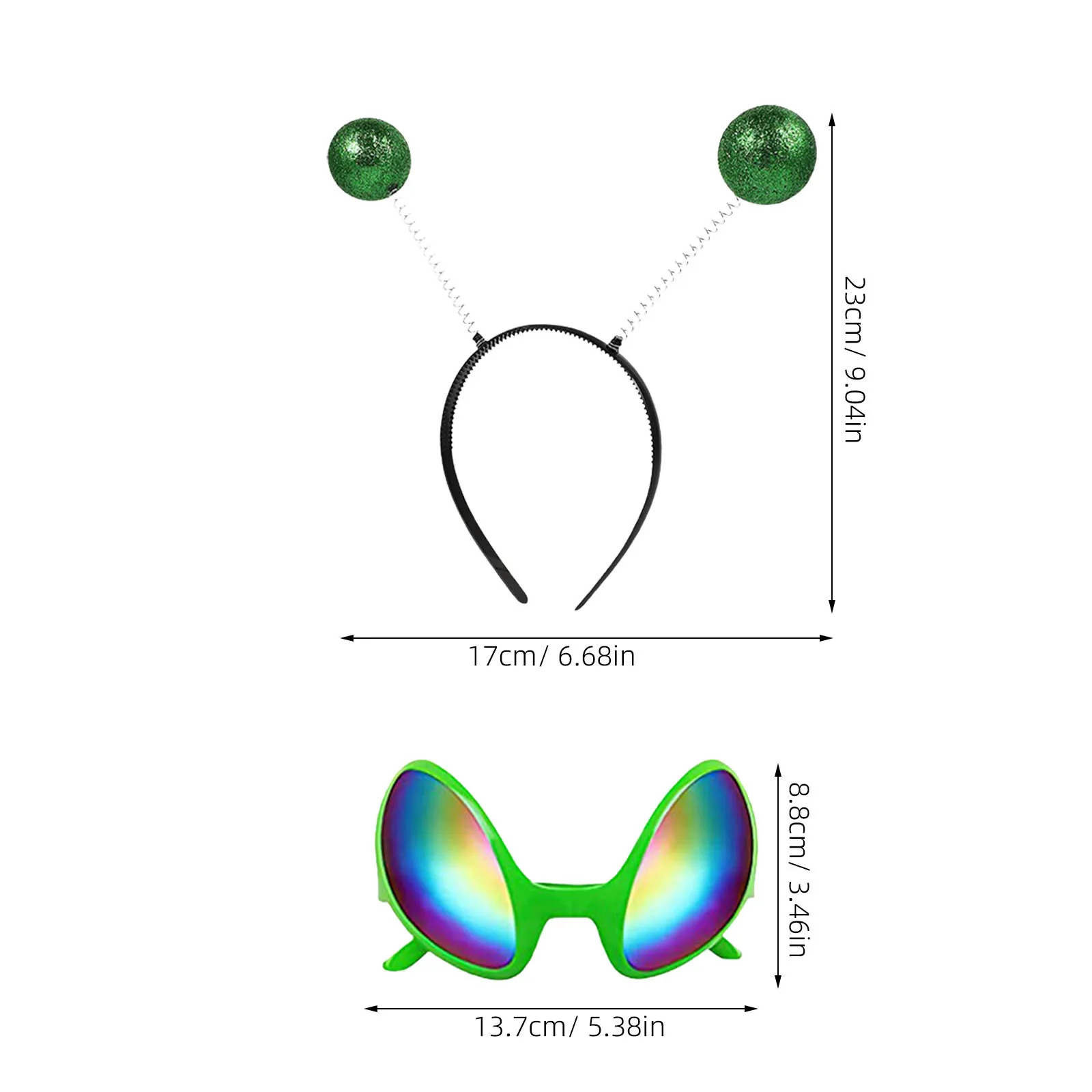 Alien Headband Glasses Set Rainbow Lens Costume Accessories Party Props Lightweight Comfortable Chic Unique Fun