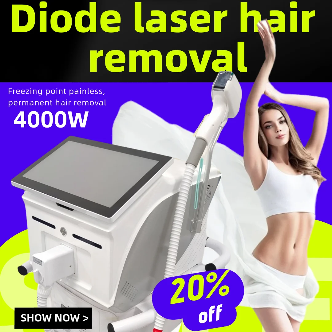 

4000 Вт сопрано-диодный лазерный аппарат для удаления волос Ice Titanium 755 808 940 1064 4 длины волны для удаления волос Professional Beauty Devic