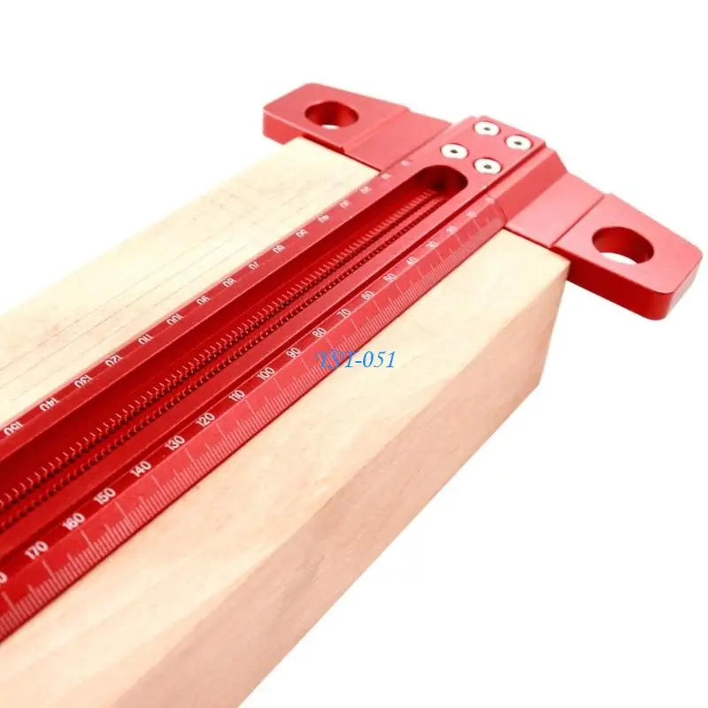 E15A Woodworking Square Hole Marking Gauge Aluminum 90 Degree T Ruler Scriber for Multifunction Measuring Accessories
