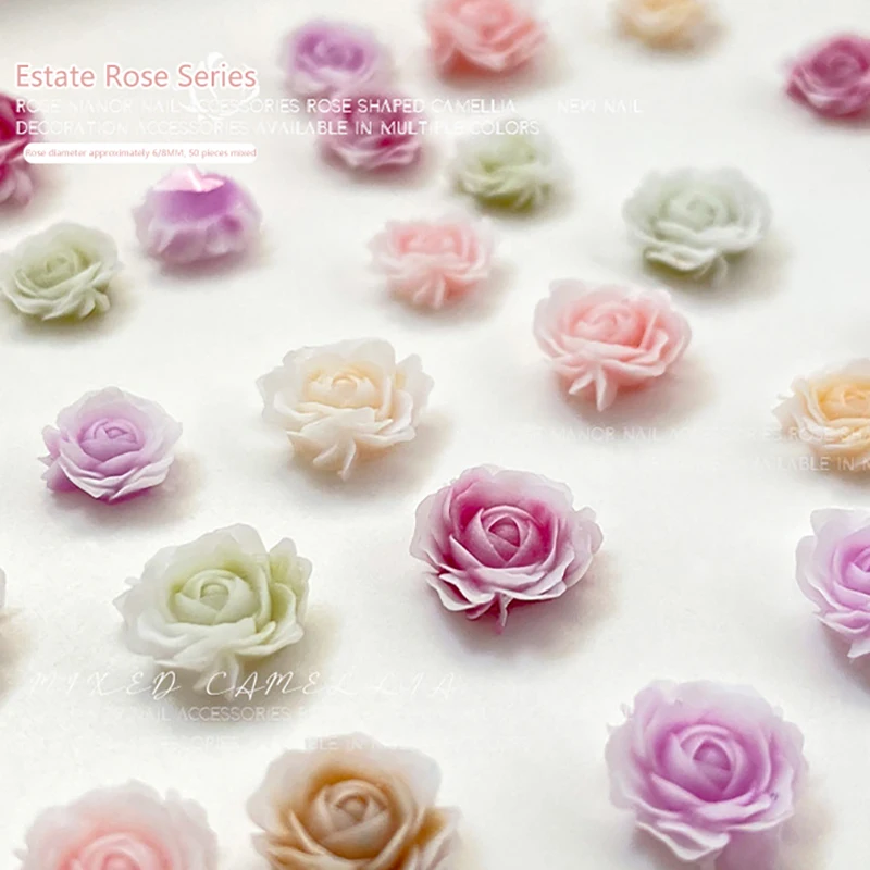 50 قطعة مسمار الفن زهرة صغيرة الراتنج جوهرة الأحجار DIY بها بنفسك مسمار الحرف ملصقات ثلاثية الأبعاد ل هلام البولندية مسمار اكسسوارات متعدد الألوان ارتفع #5