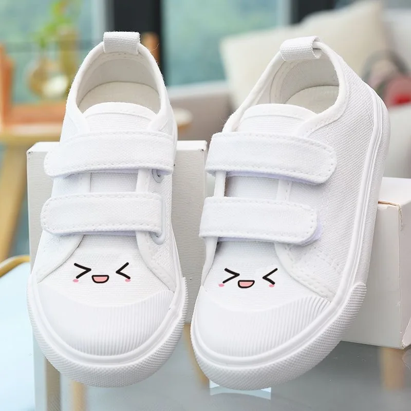 

Children's White Shoes Children's Day White Canvas Shoes Kindergarten Indoor Shoes 2025 Spring & Fall New Low-Top Primary School