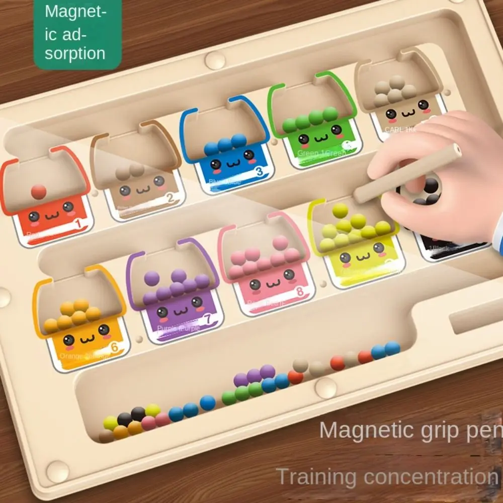 Gioco di posizionamento in legno in legno Magnetico 2 in 1 Giocattoli per addestramento alla concentrazione per bambini Giochi di smistamento dei colori magnetici colorati Montessori