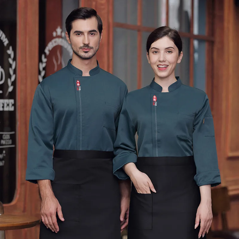 Chef Overalls ผู้ชายสั้นแขนสั้นฤดูร้อนครัวทำงานเสื้อผ้าเบเกอรี่ Pastry ครัว Catering Western Chef แขนยาวฤดูใบไม้ร่วงและ