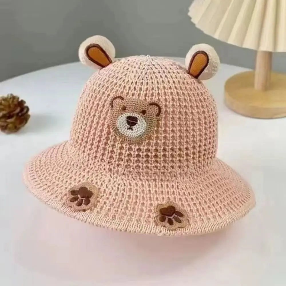 

Cartoon Bear Children Sun Hats With Lacing Pastoral Style Vacation Straw Hat Sunshade Kids Beach Caps Girls And Boys