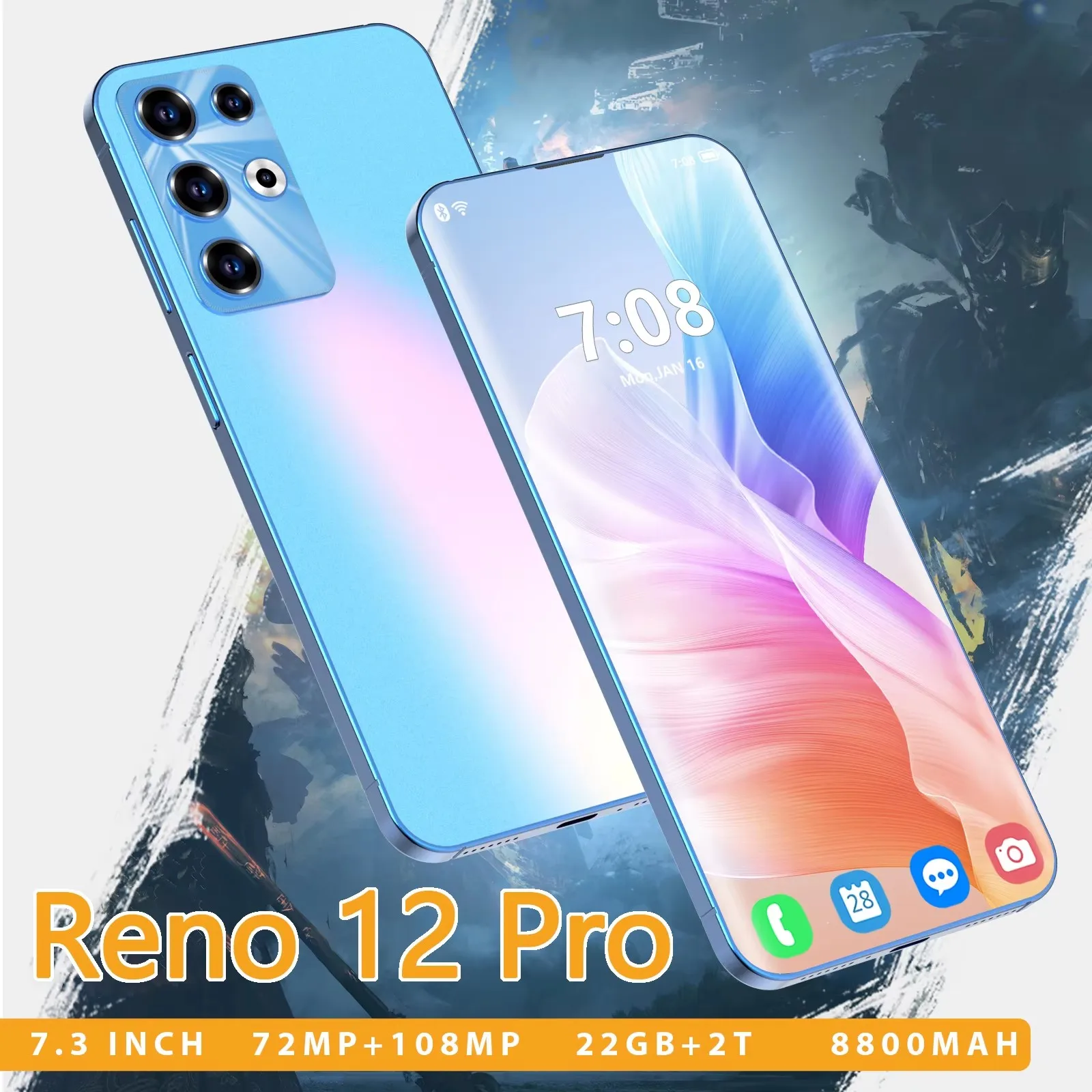 Neuestes Reno 12 Pro 5G Smartphone 22 GB + 2 TB günstig | Snapdragon 8 Gen2 Gaming-Telefon 108 MP Kamera Dual SIM Globale Version