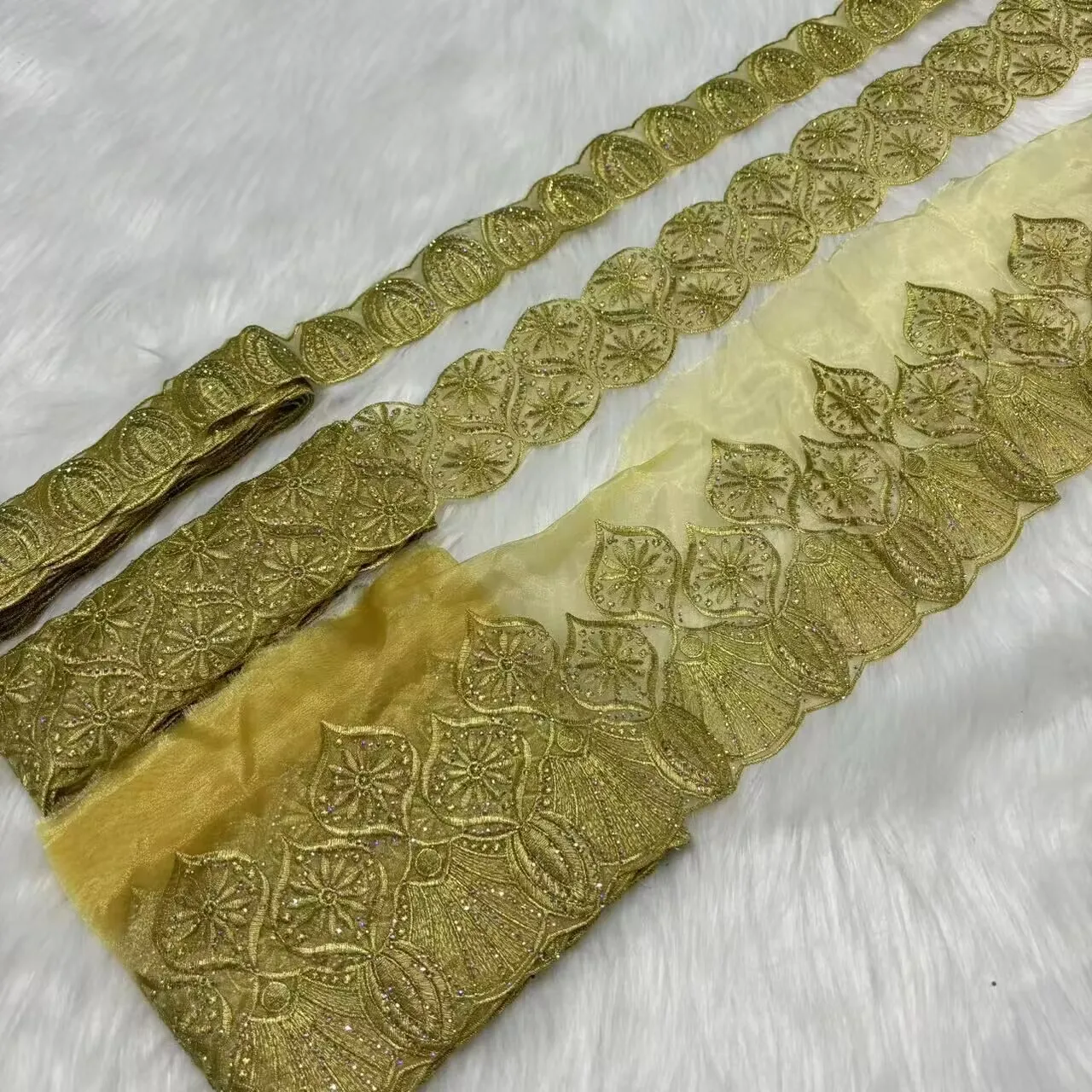 15 Yards African Lace Trim DIY Accessories Rhinestones Crafts Laces For Nigerian Women Sewing Guipure Material 3Pcs Sets