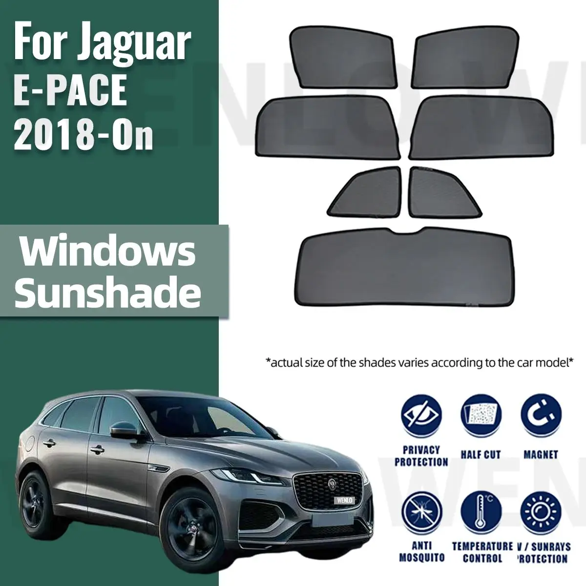 

For Jaguar E-PACE X540 2018-2024 Magnetic Car Sunshade Shield Front Windshield Frame Curtain Rear Side Window Sun Shade Visor