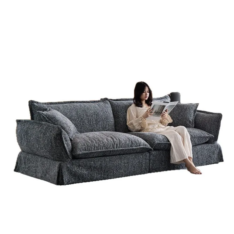 sofa French cream style retro removable and washable, living room straight row medieval cloth art grado sofa high backrest