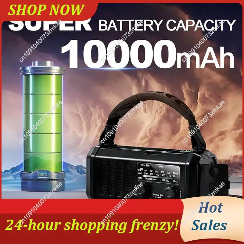 Daily Sale 3X Emergency Weather Radio FM/AM/WB,Portable Hand Crank Radio,Flashlight ,Solar Powered 10000Mah For Outdoor Camping