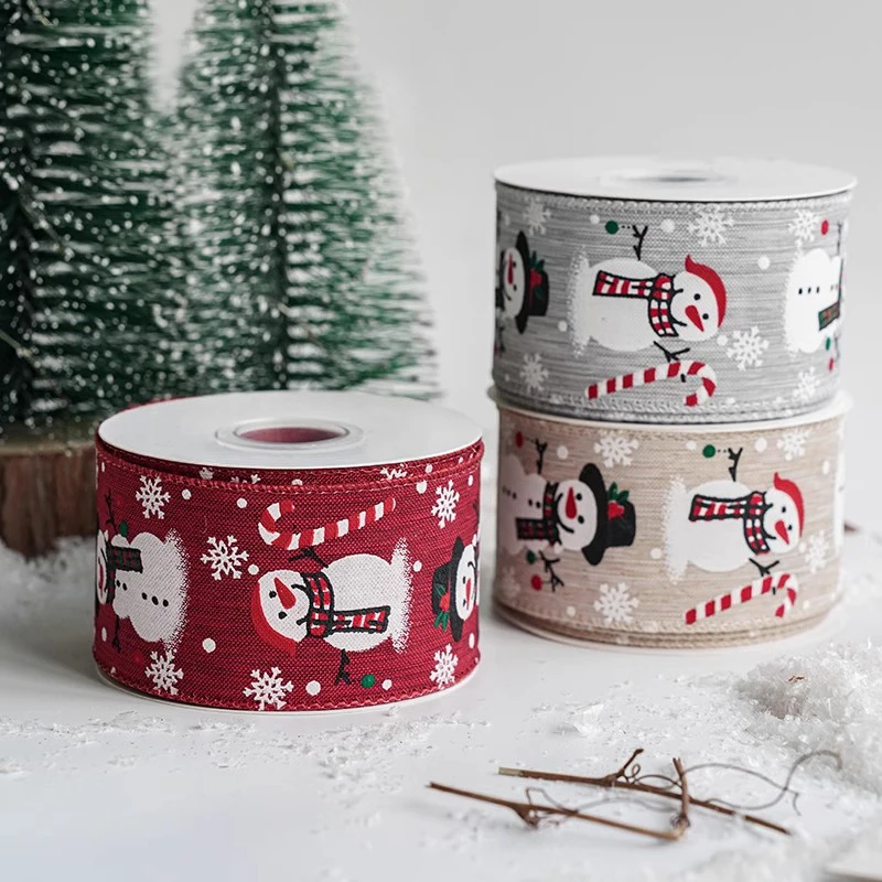 New 50mm 9 Meters Christmas Linen Decoration Ribbon Lace Christmas DIY Decoration Christmas Tree Gift Packaging Gift Box Ribbon