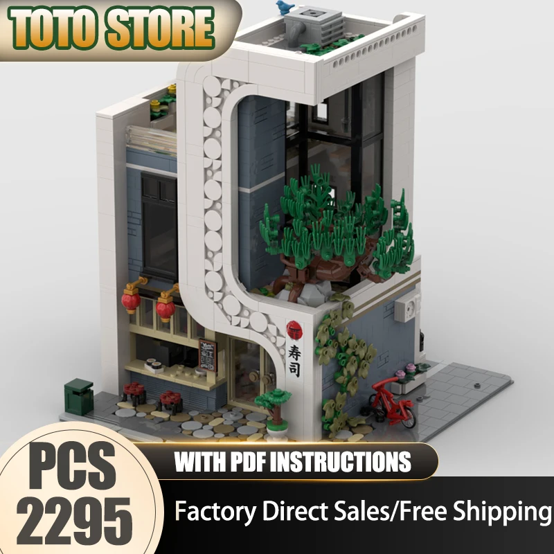 

Moc строительные кирпичи, модель дома суши, технология, модульная городская модель с видом на улицу, блоки, подарки, рождественские игрушки, наборы «сделай сам», сборка