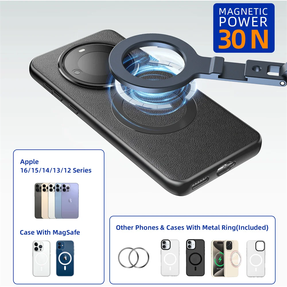 Складной магнитный карманный штатив для телефона с крючком, магнитный держатель для телефона, винтовое крепление для штатива 1/4 дюйма для iPhone 16, 15, 14, 13, 12 Pro Max