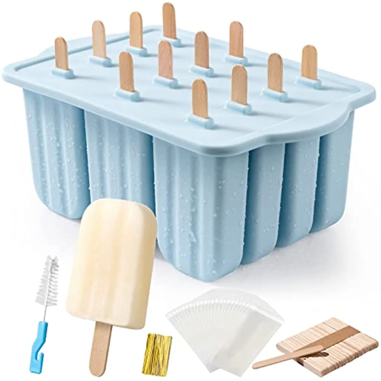 

1set, Popsicles Molds, 12 Pieces Silicone Popsicle Molds Easy-Release BPA-free Popsicle Maker Molds Ice Molds Homemade Popsicle