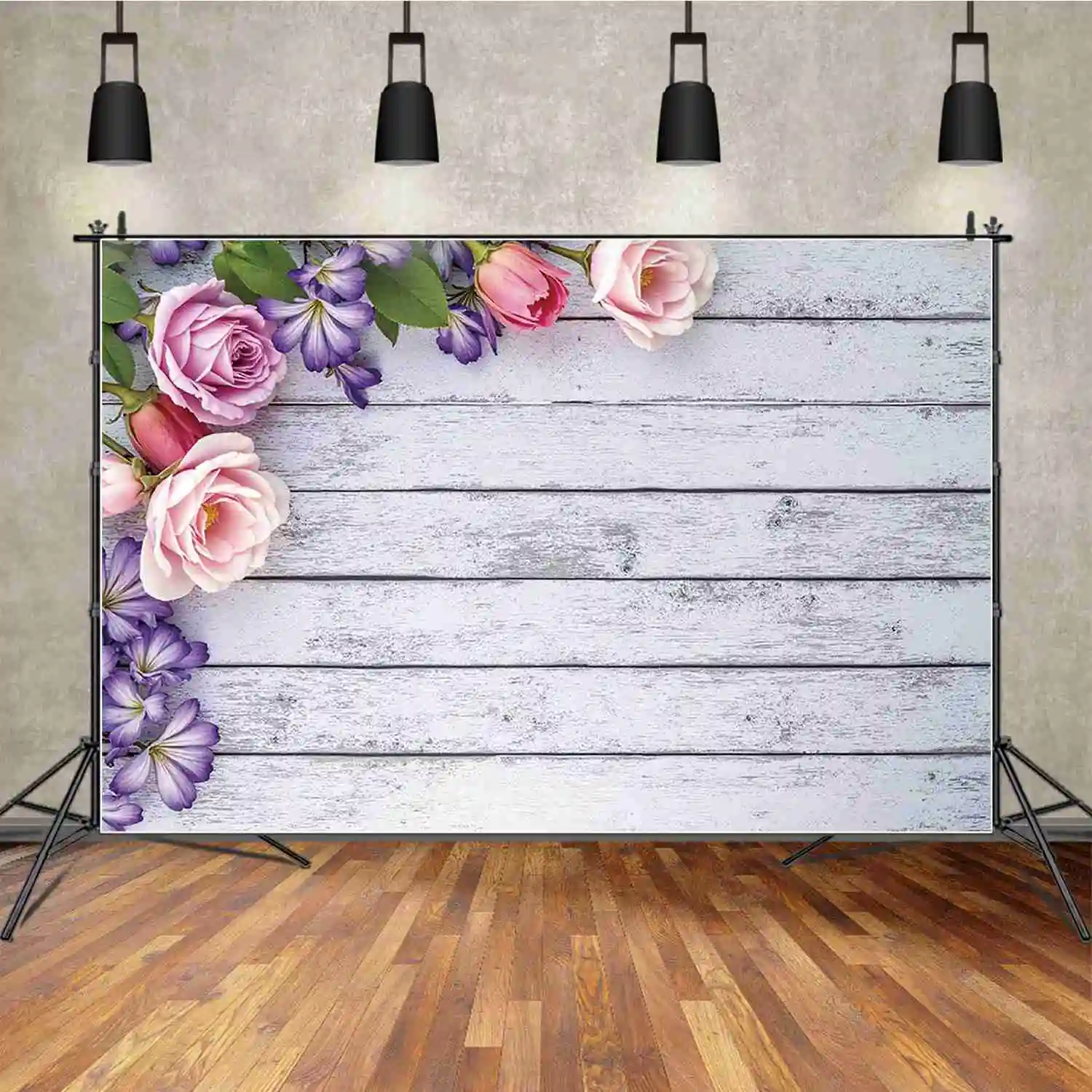 MOON.QG Flower Tulip Easter Decoration Background Product Photography Wooden Photocall Backdrop Wood Boards Photo Studio Props